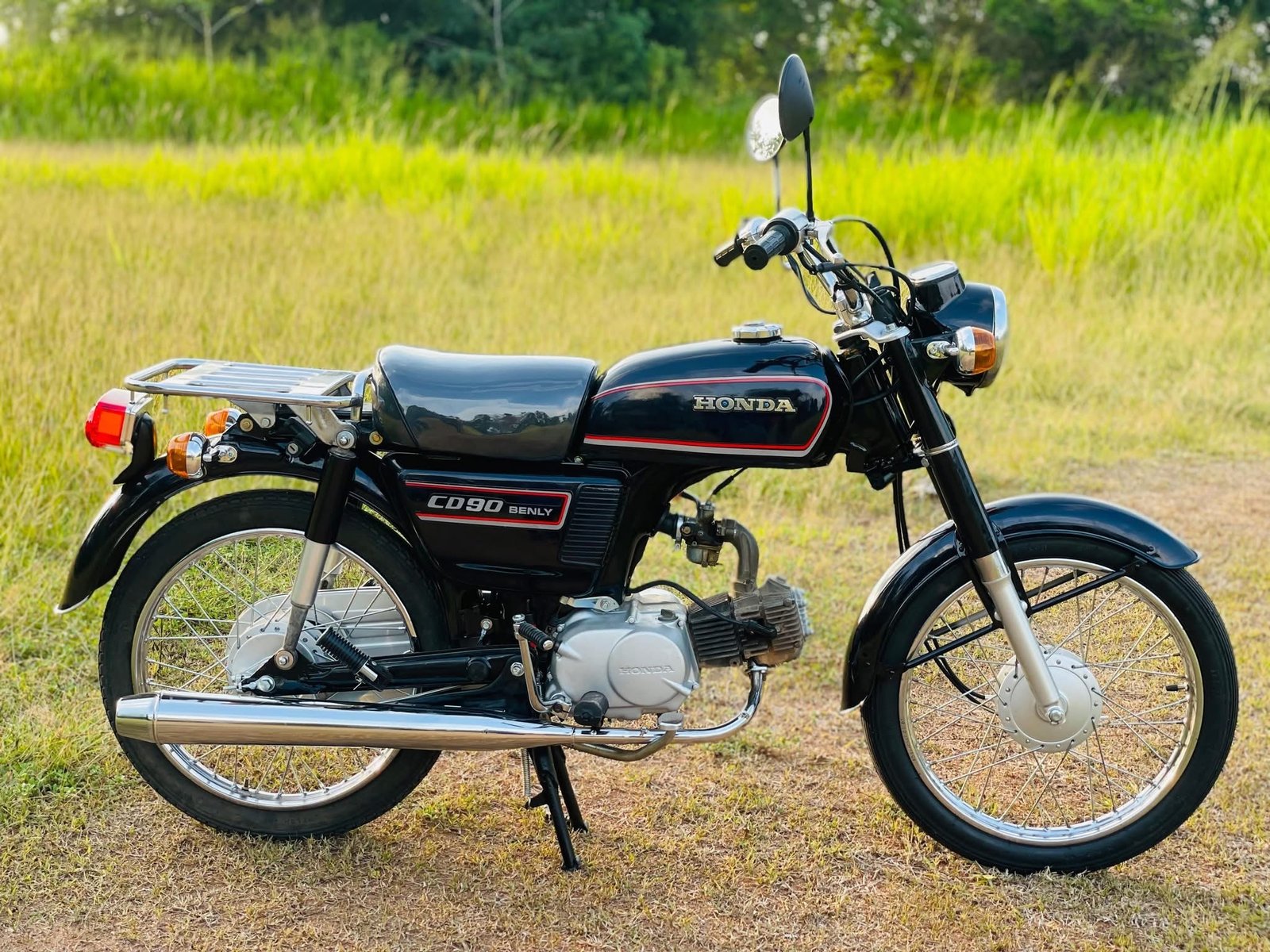 Restored black Honda motorcycle